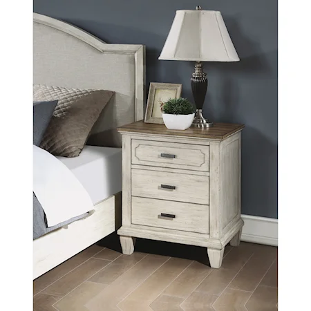 Relaxed Vintage Nightstand with USB Ports and Outlets
